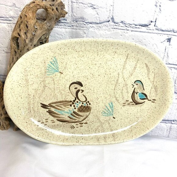 Red Wing Pottery Bob White Quail Oval Platter Vintage - Picture 1 of 6
